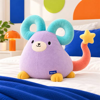 Nezulo Luna Star Mouse Plush detail and room view