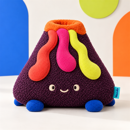 Nezulo Poppy Volcano Plush detail and room view